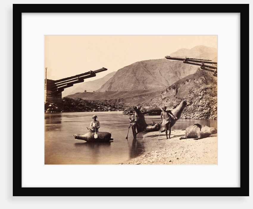 Mussucks for Crossing the River Beas Below Bajoura by Francis Frith & Co.