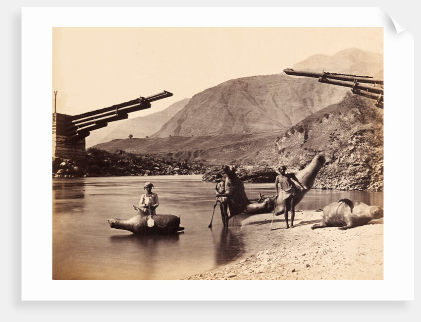 Mussucks for Crossing the River Beas Below Bajoura by Francis Frith & Co.