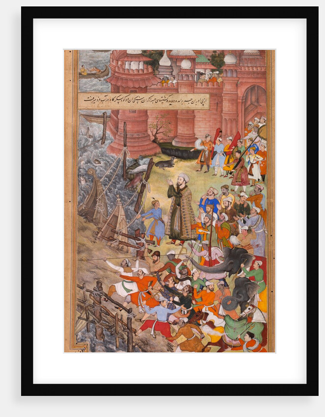 Painting, Akbarnama, Akbar's adventures with the elephant Hawa'i by Basawan