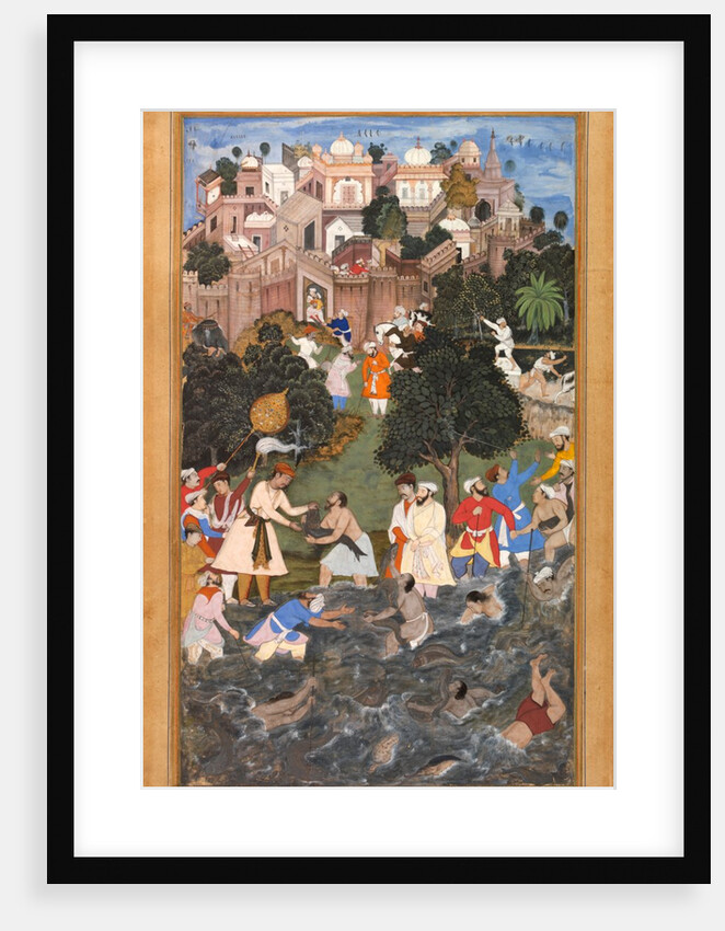 Akbar witnesses an extraordinary display of skill in catching fish by Anonymous