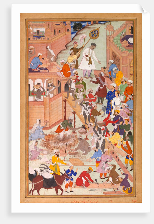 Akbar supervises building of Fatehpur Sikri from The Akbarnama by Tulsi