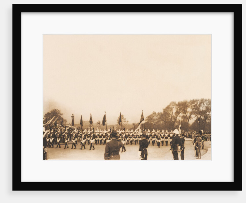 A march past of the First Life Guards at the unveiling ceremony of the Queen Victoria Memorial by Benjamin Stone