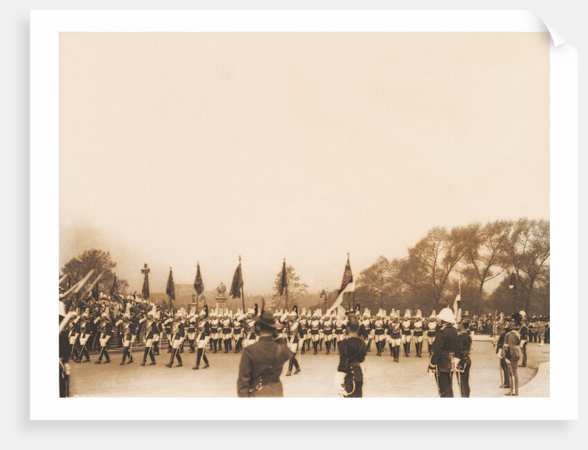 A march past of the First Life Guards at the unveiling ceremony of the Queen Victoria Memorial by Benjamin Stone