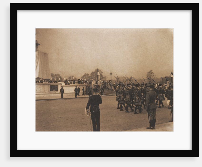 A march past by Yeoman Warders at the unveiling ceremony of the Queen Victoria Memorial by Benjamin Stone
