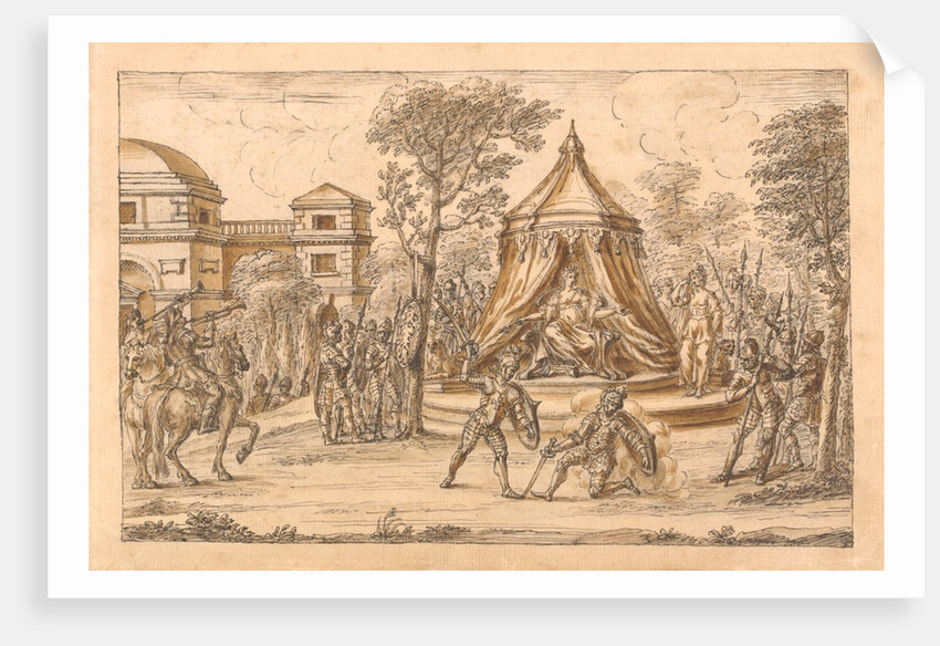 The Redcross knight subdues Sans Foy the Sarazin, who is saved by Duessa by William Kent