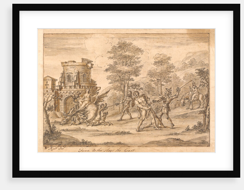 Prince Arthur slays the Giant Orgoglio and releases the Redcross knight by William Kent