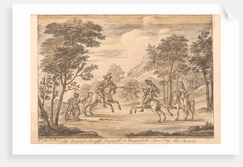 The Redcross knight engageth and vanquisheth Sans-Foy the Sarazin by William Kent