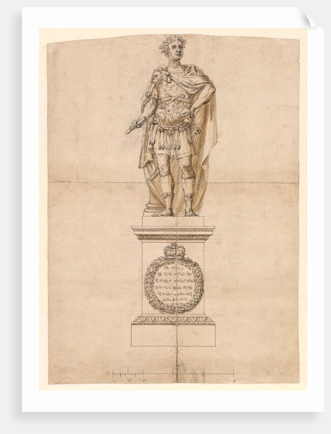 Design of a statue of George II in Roman armour by William Kent