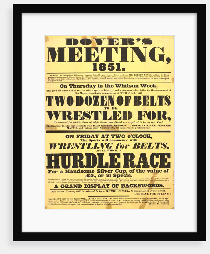 Poster of Dover's meeting advertising details of its festival by Anonymous