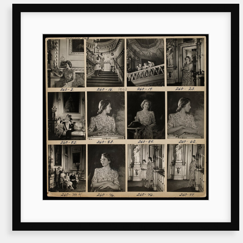 Contact print showing Princess Elizabeth by Cecil Beaton