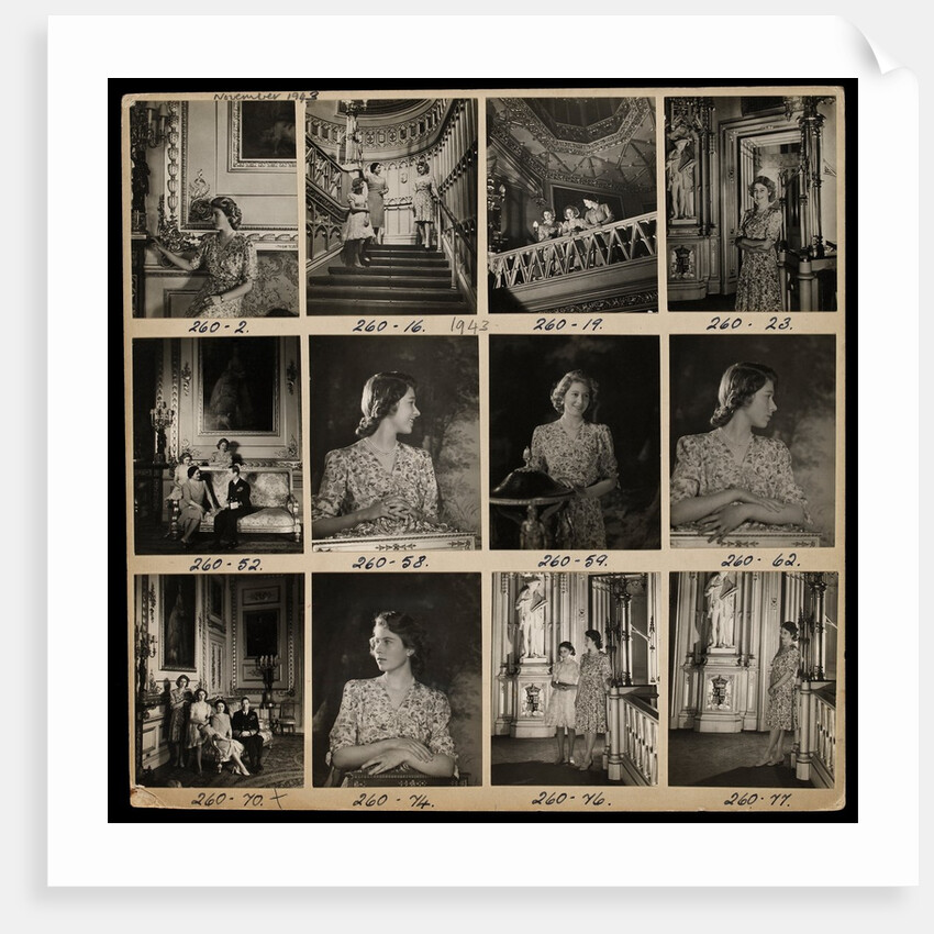 Contact print showing Princess Elizabeth by Cecil Beaton