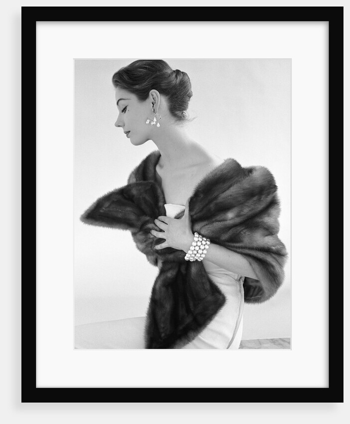 Evening dress with fur stole by John French