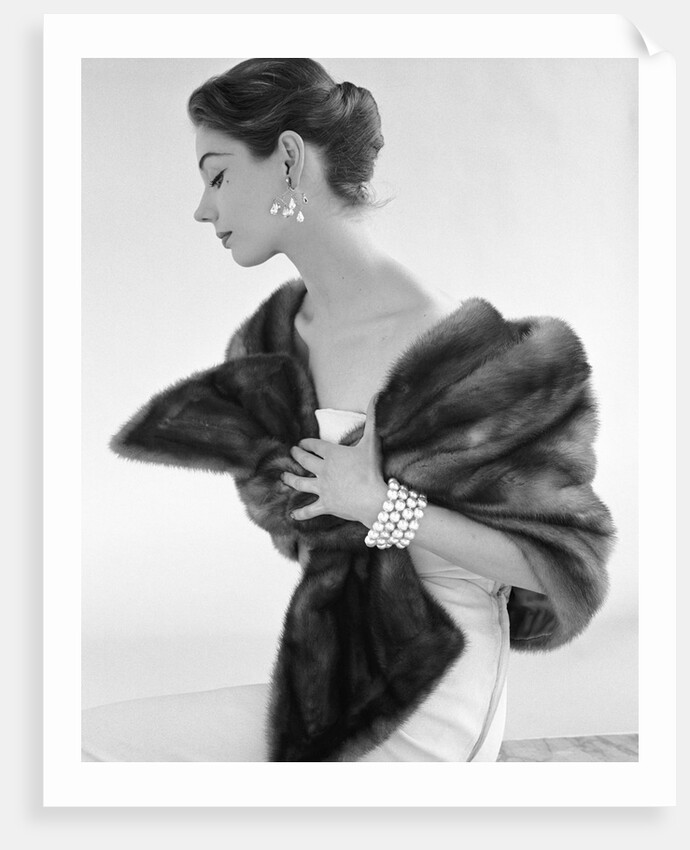 Evening dress with fur stole by John French