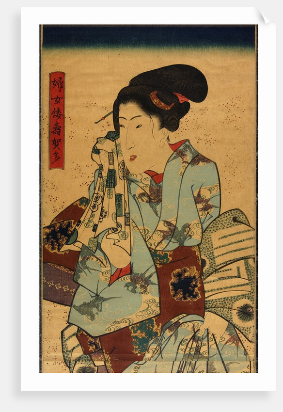 Singing girl after a bath, detail by Utagawa Kunisada I