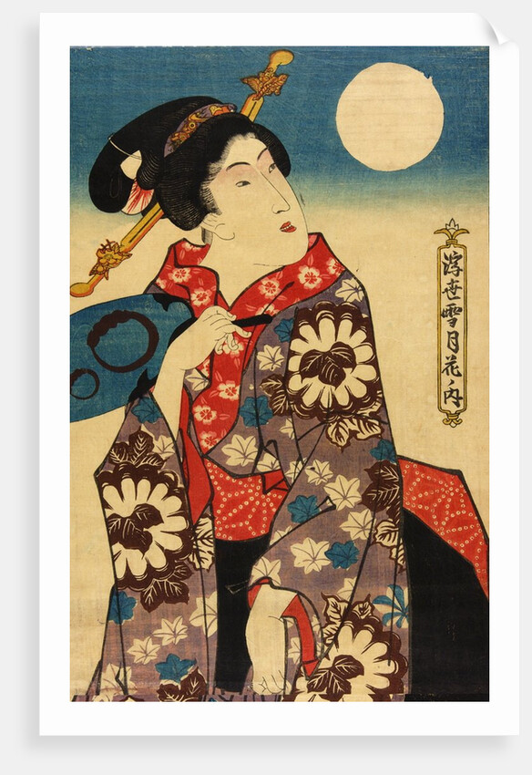 A woman looking at the moon, detail by Utagawa Kunisada I