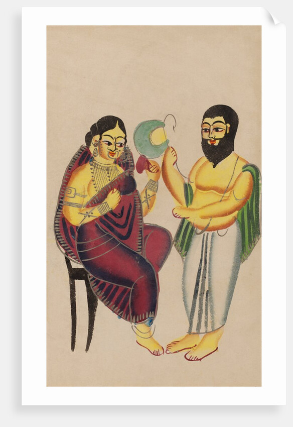 Mahant fanning Elokeshi by Unknown