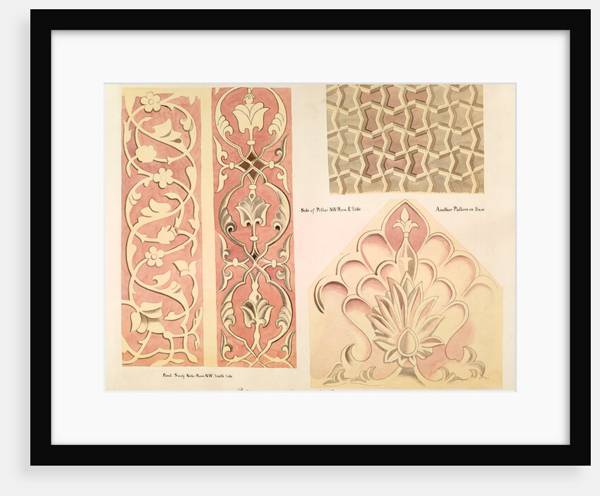 Architectural drawings of ornamental stone carvings on monuments in Fatehpur Sikri and Sikandra by Anonymous