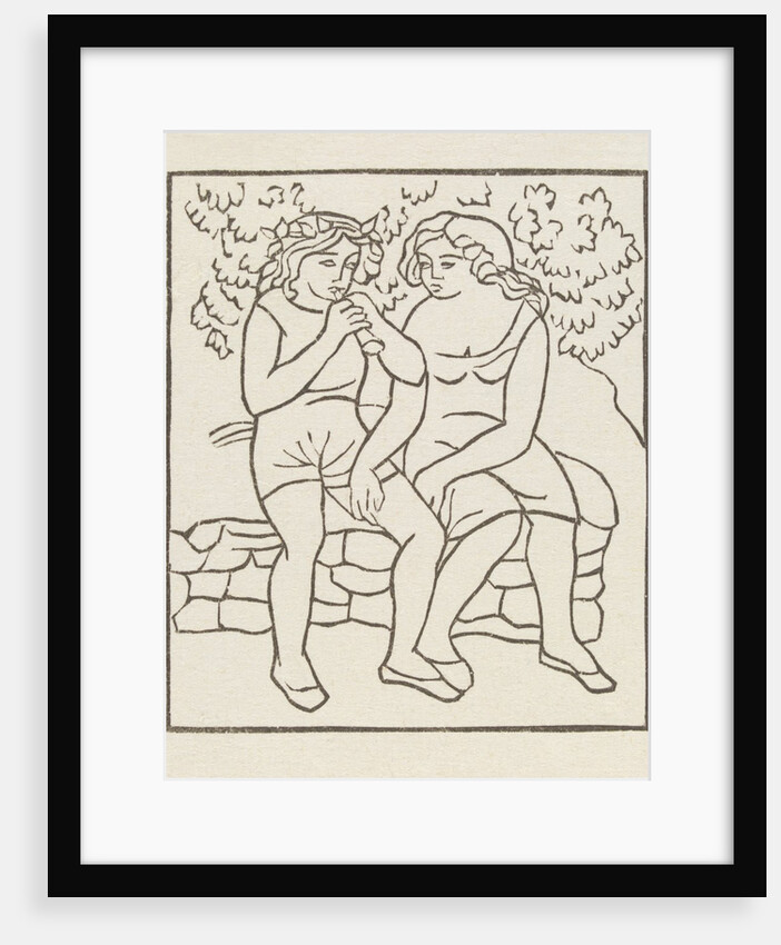 A piper and a girl sitting in the garden by Aristide Maillol