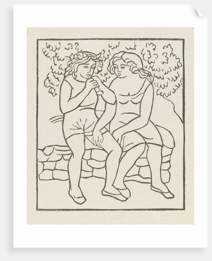 A piper and a girl sitting in the garden by Aristide Maillol