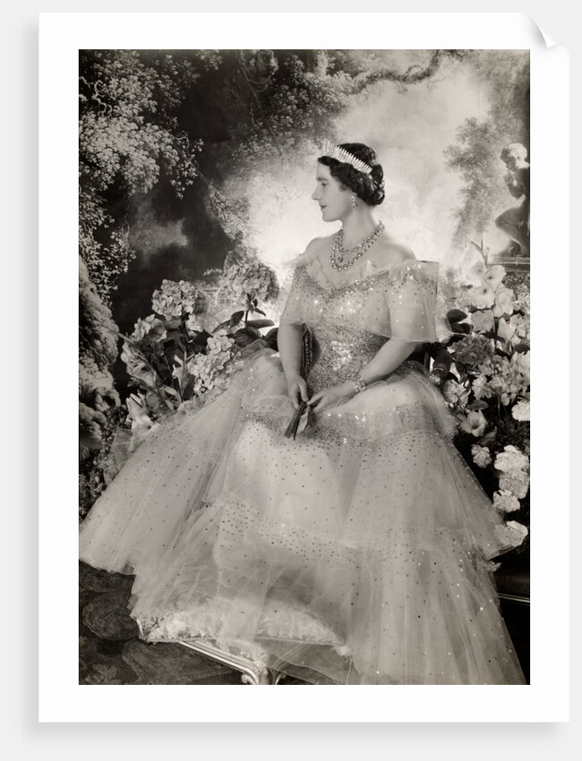 Queen Elizabeth holding a fan by Cecil Beaton