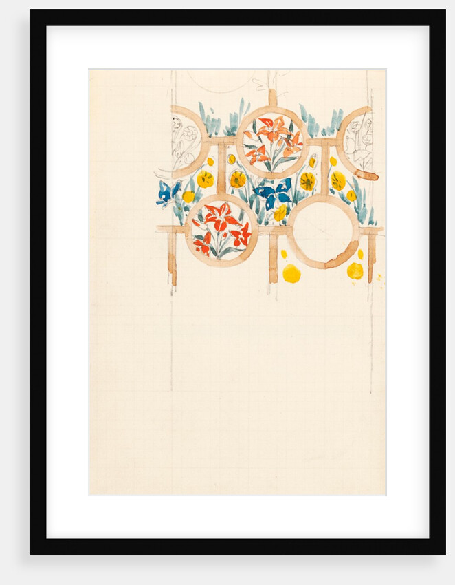 Page from a sketchbook containing designs for textiles, wall-papers and various decorative motifs by Edward Willaim Godwin