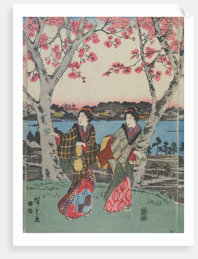 Women Travelling on the Beach of Futami by Ando Hiroshige
