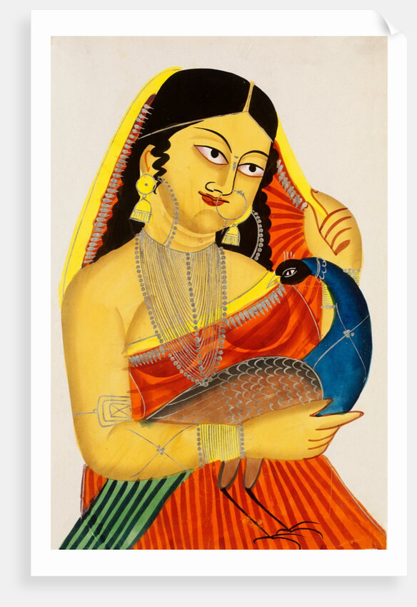 Courtesan holding a peacock by Anonymous