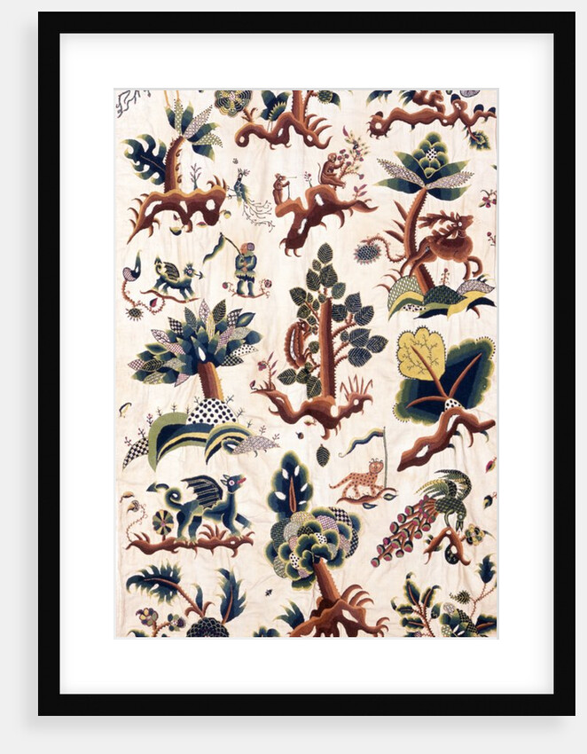 Bed hanging depicting fantastical creatures by Anonymous