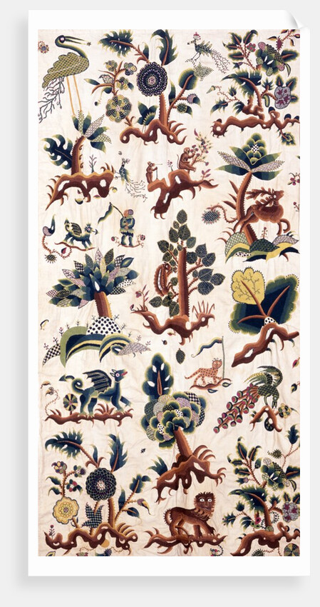 Bed hanging depicting fantastical creatures by Anonymous