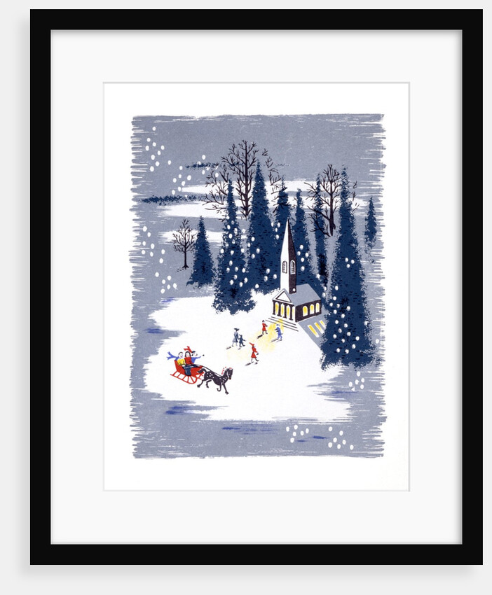 Christmas card depicting a snowscene by Anonymous
