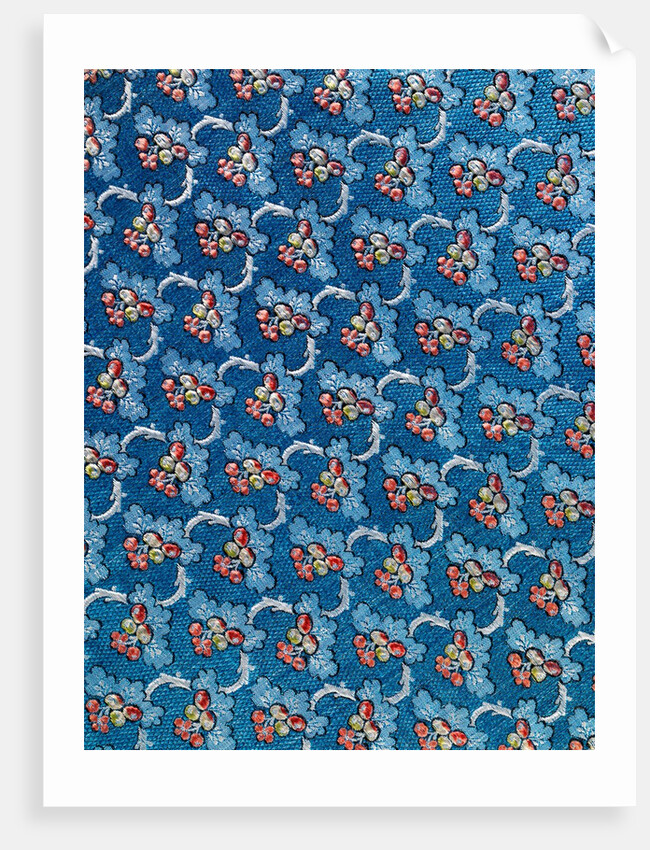 Woven silk dress fabric with fruits and flowers by Anonymous