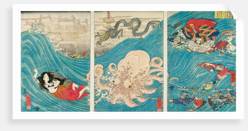 The Sea-wife carrying off the jewel from the Dragon-King's Palace by Utagawa Kuniyoshi