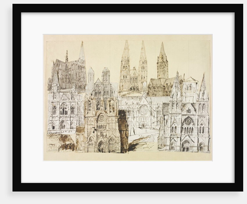 Truro Cathedral, collage of nine different elevations by William Burges