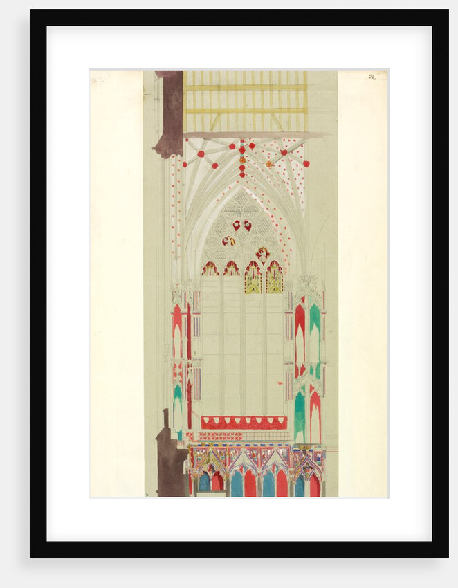 Ely Cathedral, elevation of Chapter House by William Burges