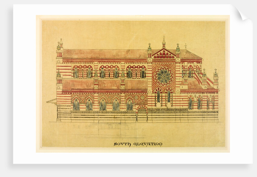 Constantinople Church, southern elevation by William Burges