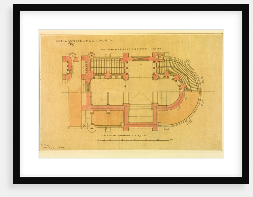 Constantinople Church, half plans by William Burges