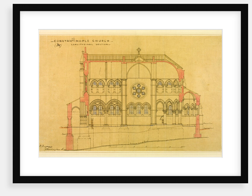 Constantinople Church, longitudinal plan by William Burges