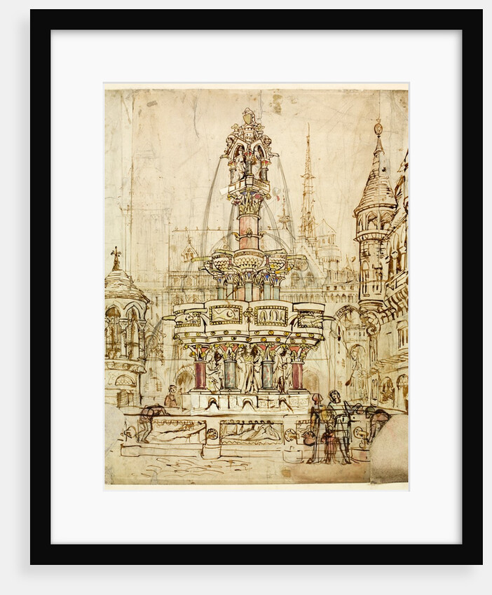 Sketch of a fountain for the City of Gloucester by William Burges