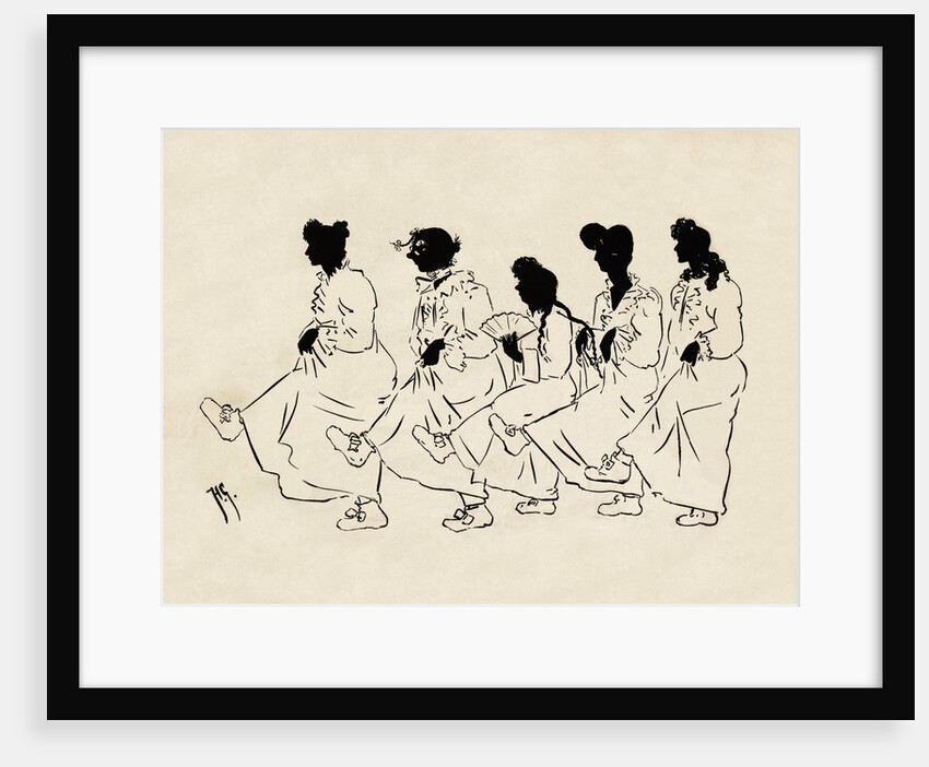 Silhouettes of five figures wearing nightdresses by Anonymous