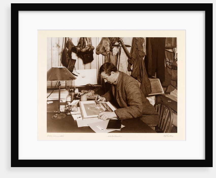 Dr. Edward Adrian Wilson colouring a sketch by Herbert George Ponting