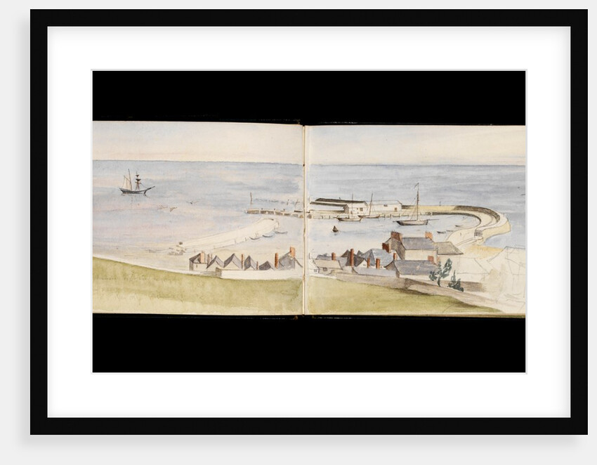 Coastal village, promenade and pier by May Morris