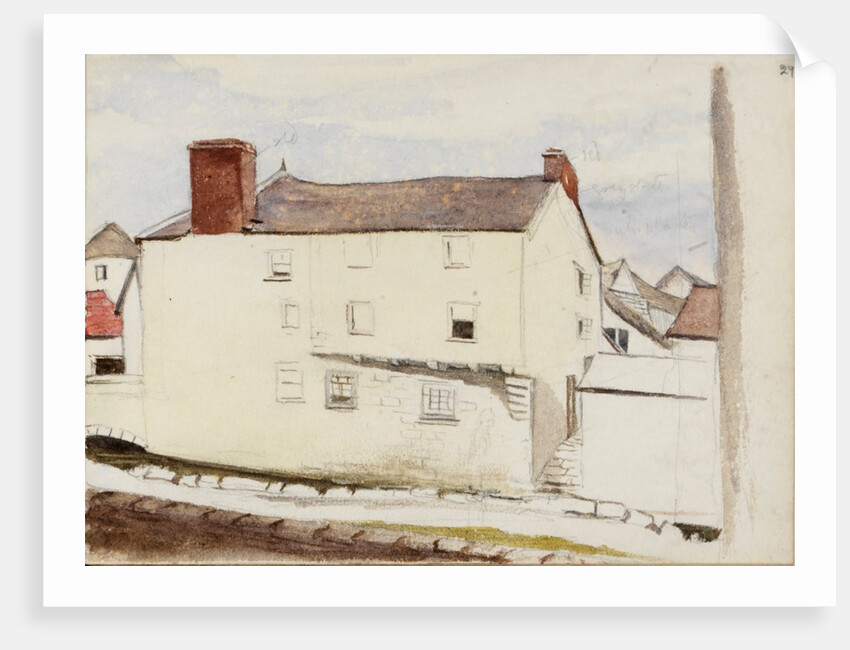 White house with red slate roof by May Morris