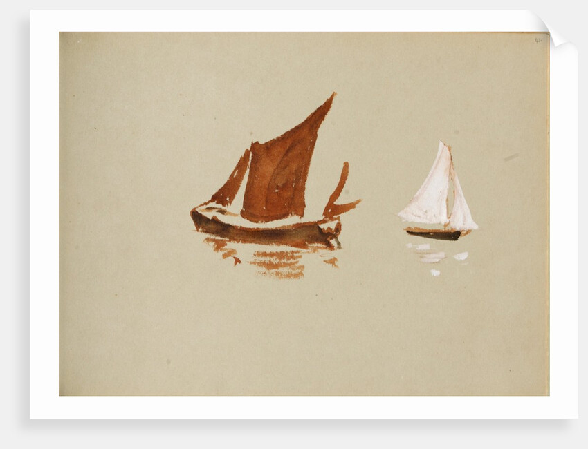 Brown and white sailboats by May Morris