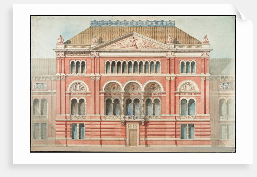 Drawing of the facade of the Lecture Theatre at the V&A by Godfrey Sykes; Francis Fowke
