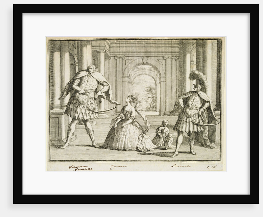 Gaetano Berenstatt as Flavio, Francesca Cassoni as Emilia and Francesco Bernardi Senesino as Guido in Handel's Flavio by Unknown