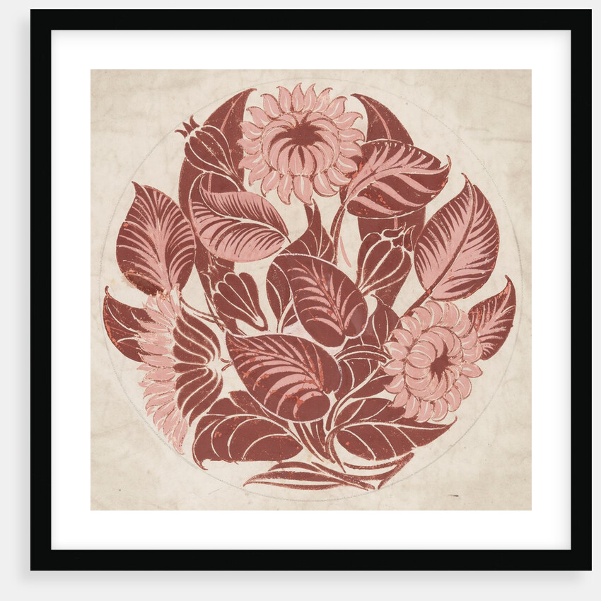 Dish design with flowers and foliage by William de Morgan