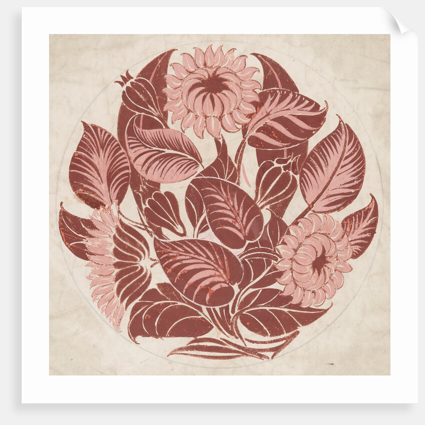 Dish design with flowers and foliage by William de Morgan