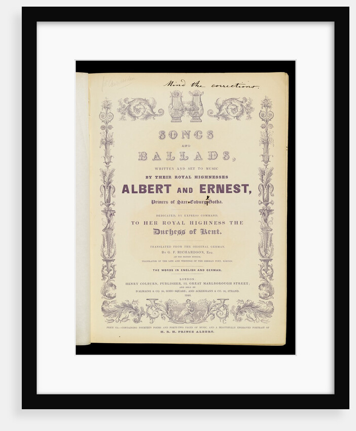 Title page from Songs and ballads by Anonymous