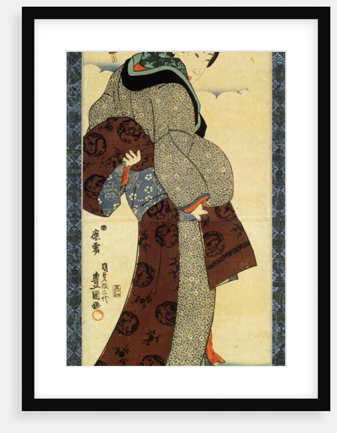 Woman adjusting her obi by Utagawa Kunisada I
