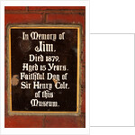 Plaque in memory of Jim, pet dog of Sir Henry Cole, in the John Madejski Garden of the V&A Museum by Stuart Cox
